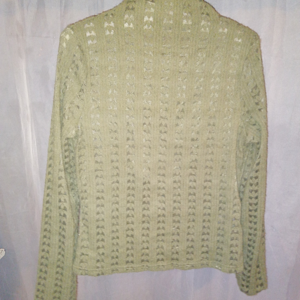 RIHOAS Green Cowl Neck Sweater with Lacy Knit